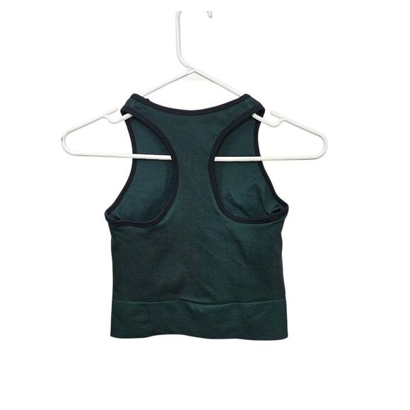 Abercrombie & Fitch YPB Crop Ribbed Active Tank Top Sports Bra Sz M Dark Green - Picture 2 of 4